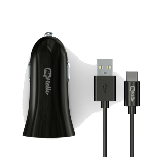 BeHello Car Charger QC 3.0 Plus USB-C Cable Black