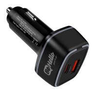 BeHello Car Charger DUAL USB-C PD 45W and USB-A QC 3.0 18W Black