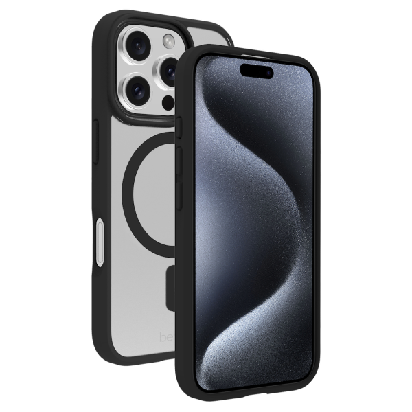 Behello iPhone 16 Pro Transparant Case Magnetic Ring Black