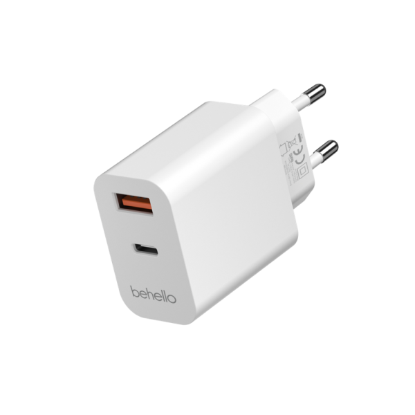 BeHello Charger USB-C PD 25W and USB-A White nw