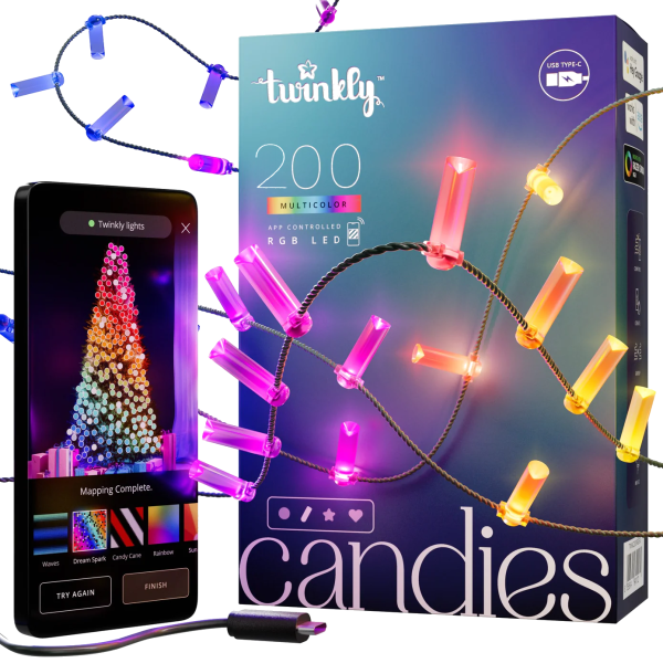 Twinkly Candies Candle RGB 200 lamps Green