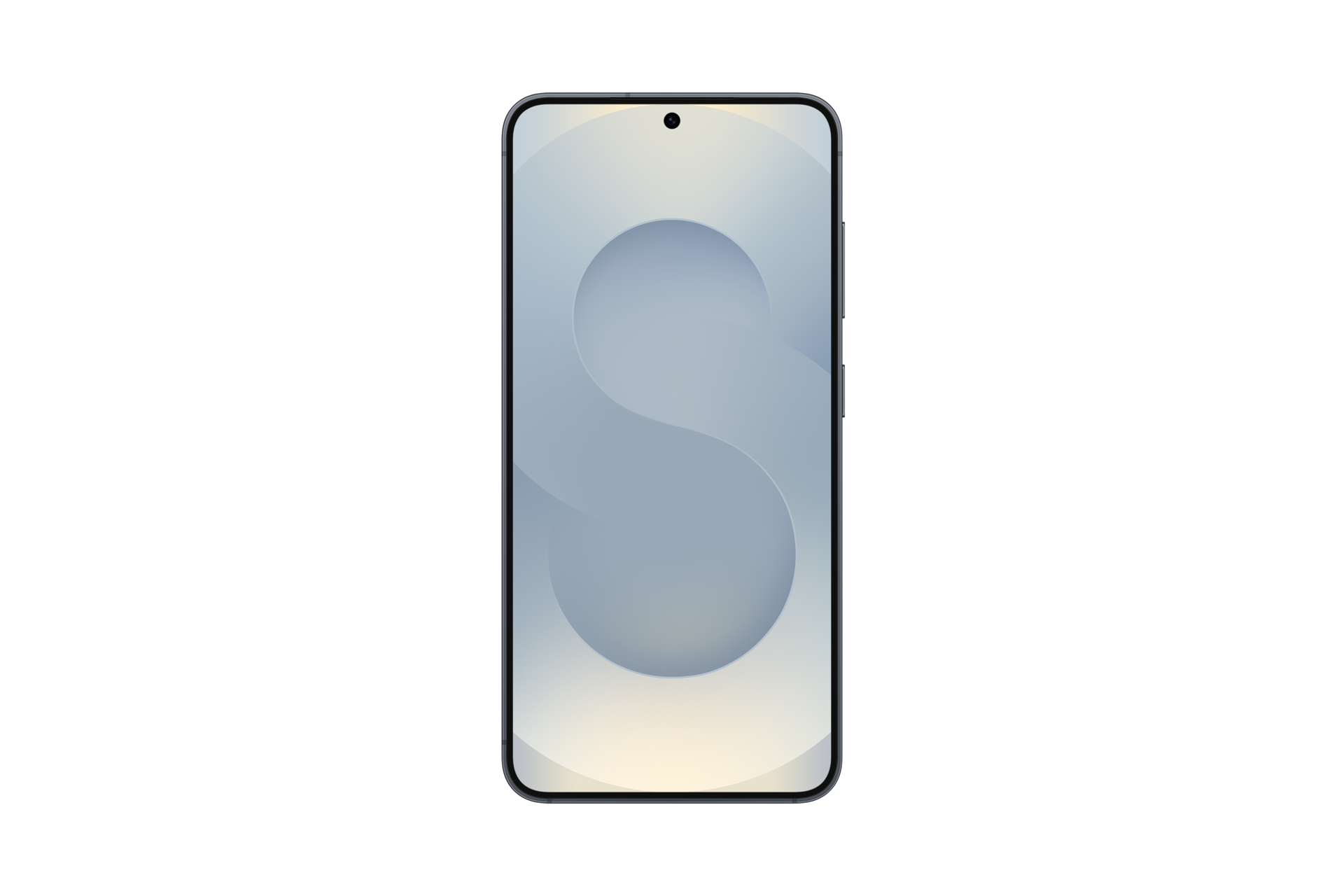 Ein Smartphone mit einem stilisierten S auf dem Bildschirm, vor schwarzem Hintergrund.