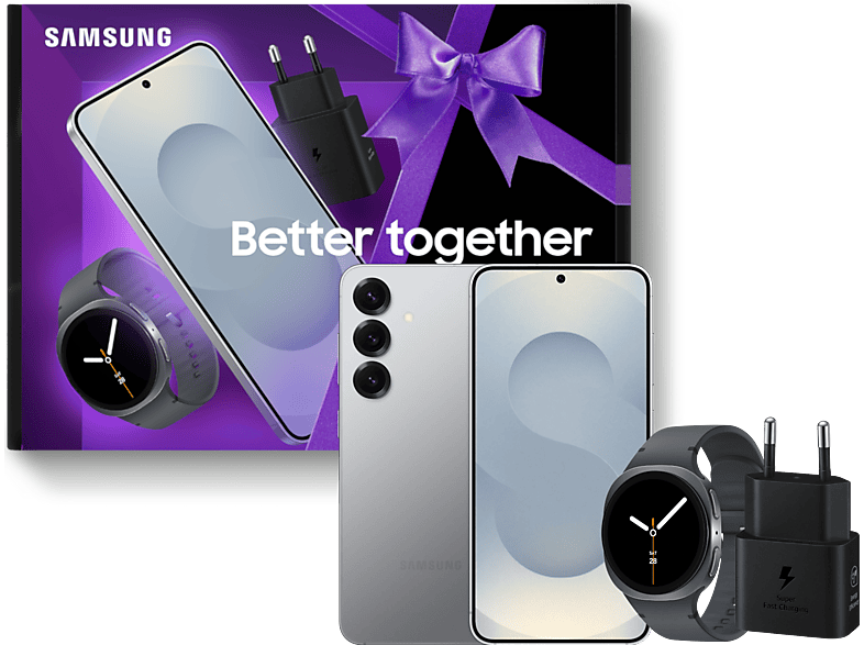 SAMSUNG Galaxy S25 256GB Silver Shadow inkl. Watch8 40mm BT Graphite & 25W Power Adapter Black