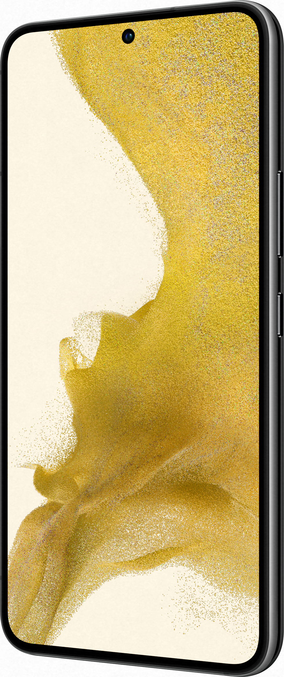 Ein Smartphone mit goldener Farbe und schwarzem Rand.