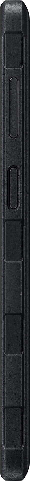 Ein schwarzes, vertikales Bild einer Seite eines Telefons mit Knöpfen.