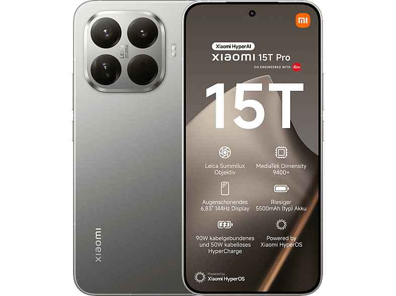 XIAOMI 15T Pro 512 GB, Gray, Dual SIM