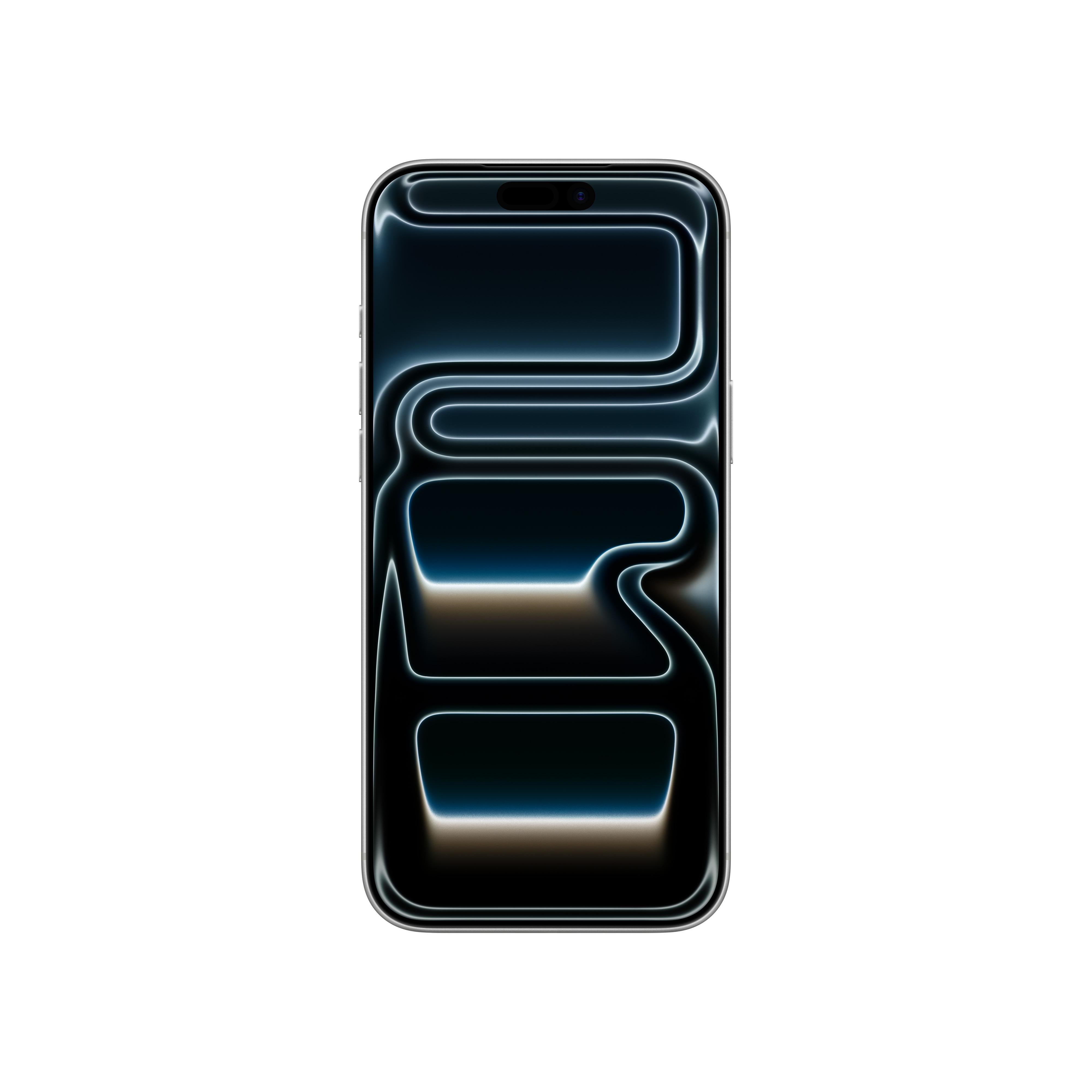 Ein Smartphone mit einem leuchtend blauen und schwarzen Bildschirm. Der Bildschirm zeigt ein Muster aus Linien und Formen.