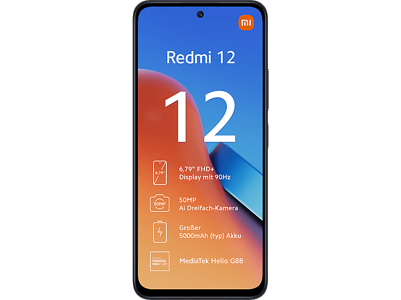 XIAOMI Redmi 12 128GB, Midnight Black 128 GB, Black, Dual SIM