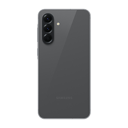 Ein graues Smartphone mit drei Kameras auf der Rückseite.