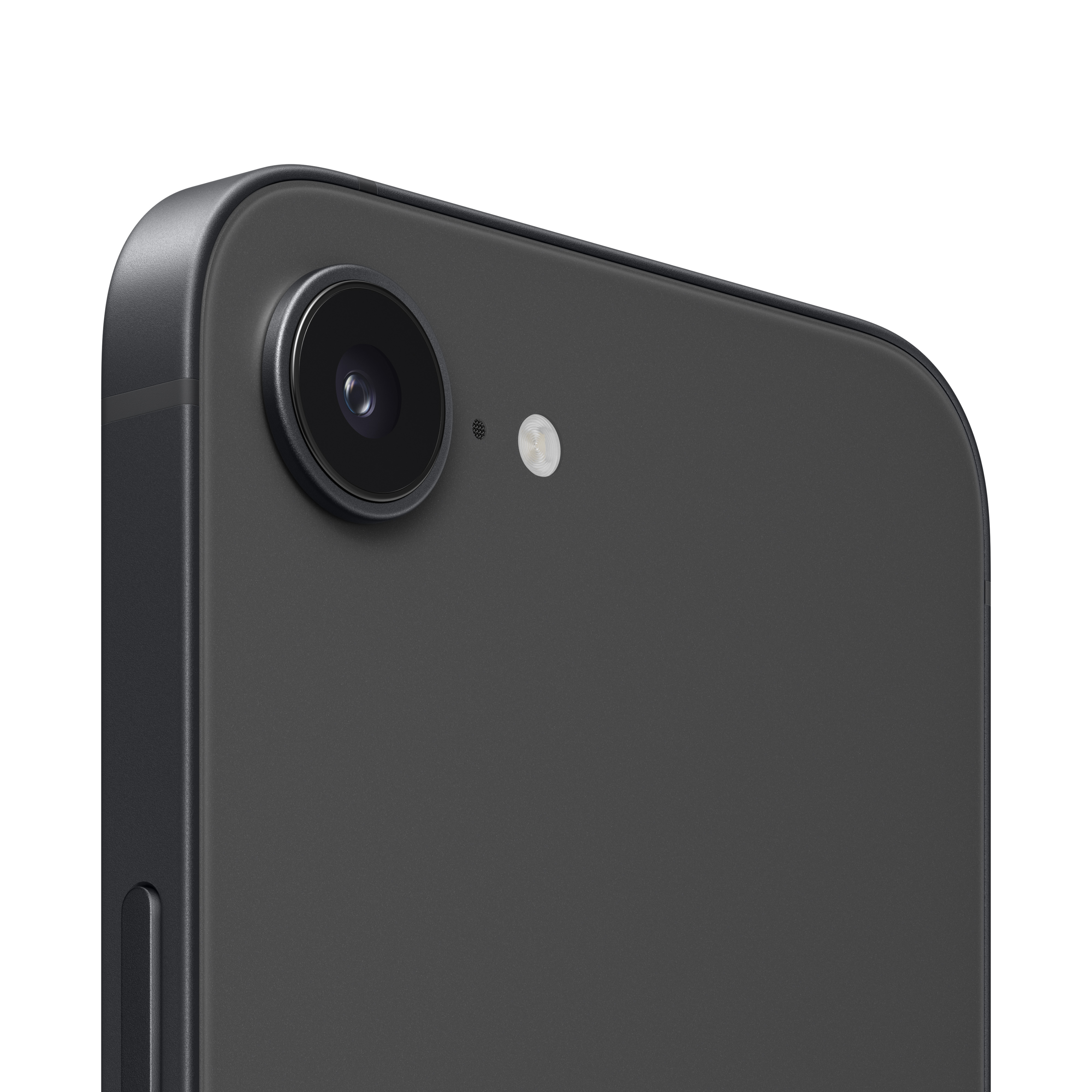 Nahaufnahme der Rückseite eines dunklen Smartphones mit Kameramodul.