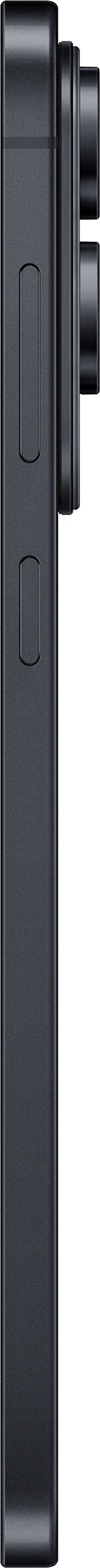Schwarze Smartphone-Seitenansicht, Tasten und Kameramoduldetails.