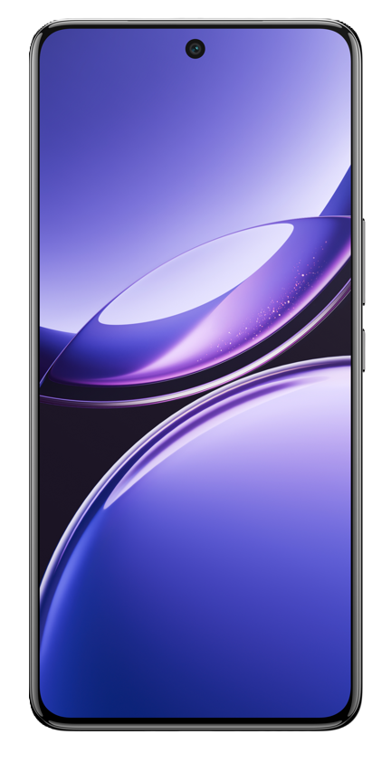 Smartphone mit lila Farbverlauf. Schwarzer Rahmen. Obere Kamera.