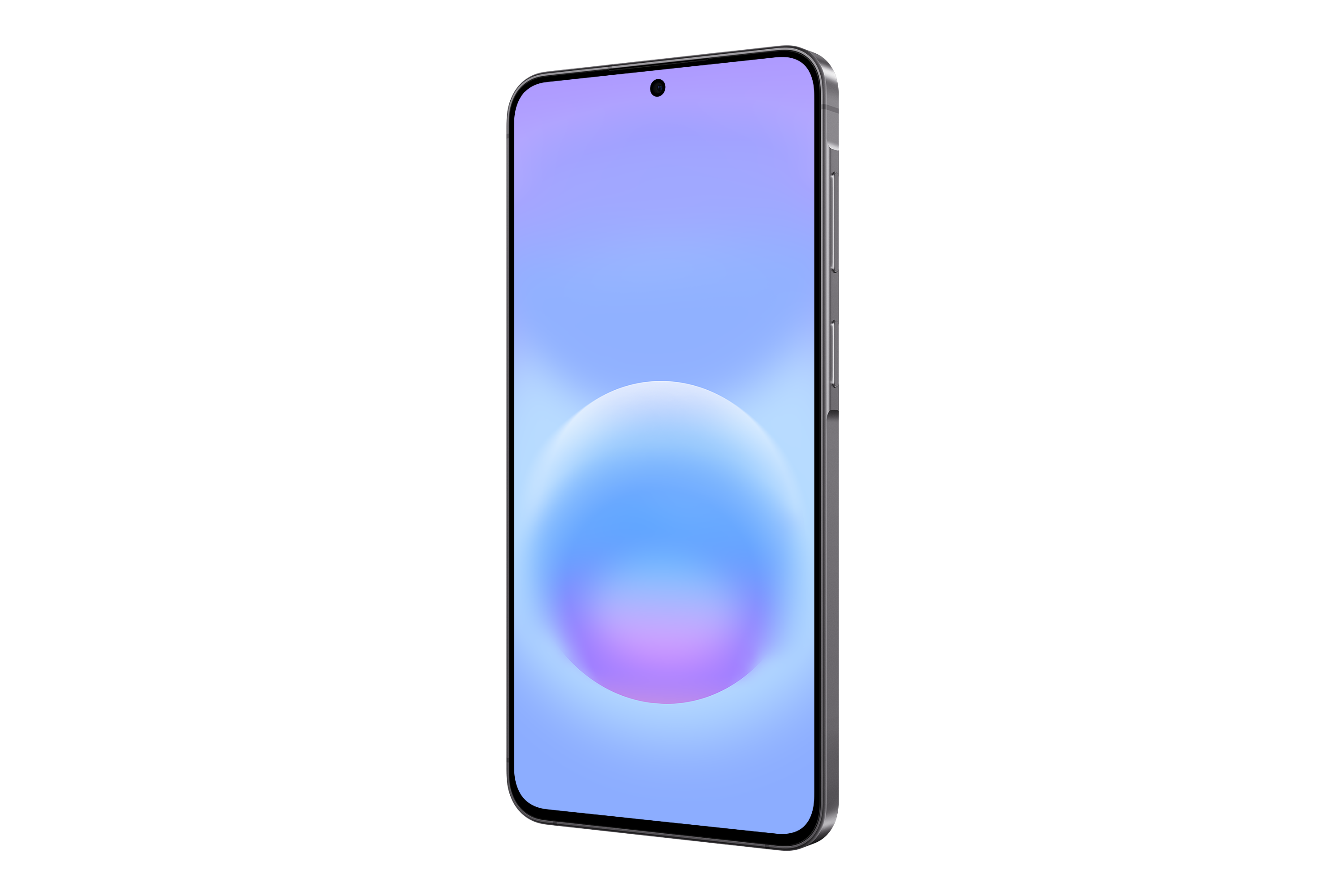 Ein modernes Smartphone mit silbernem Rahmen auf schwarzem Hintergrund.