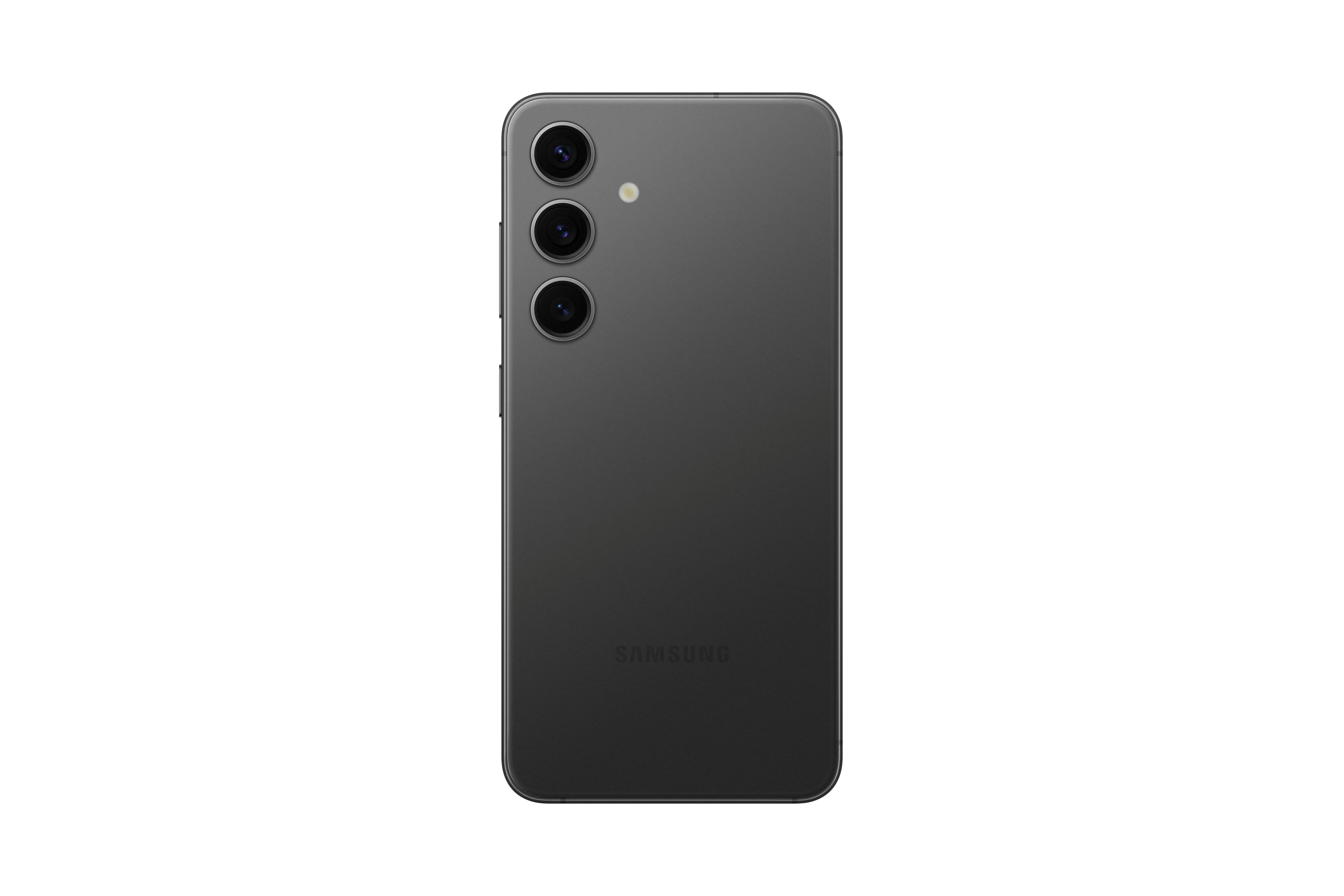 Die Rückseite eines schwarzen Smartphones mit drei Kameras.