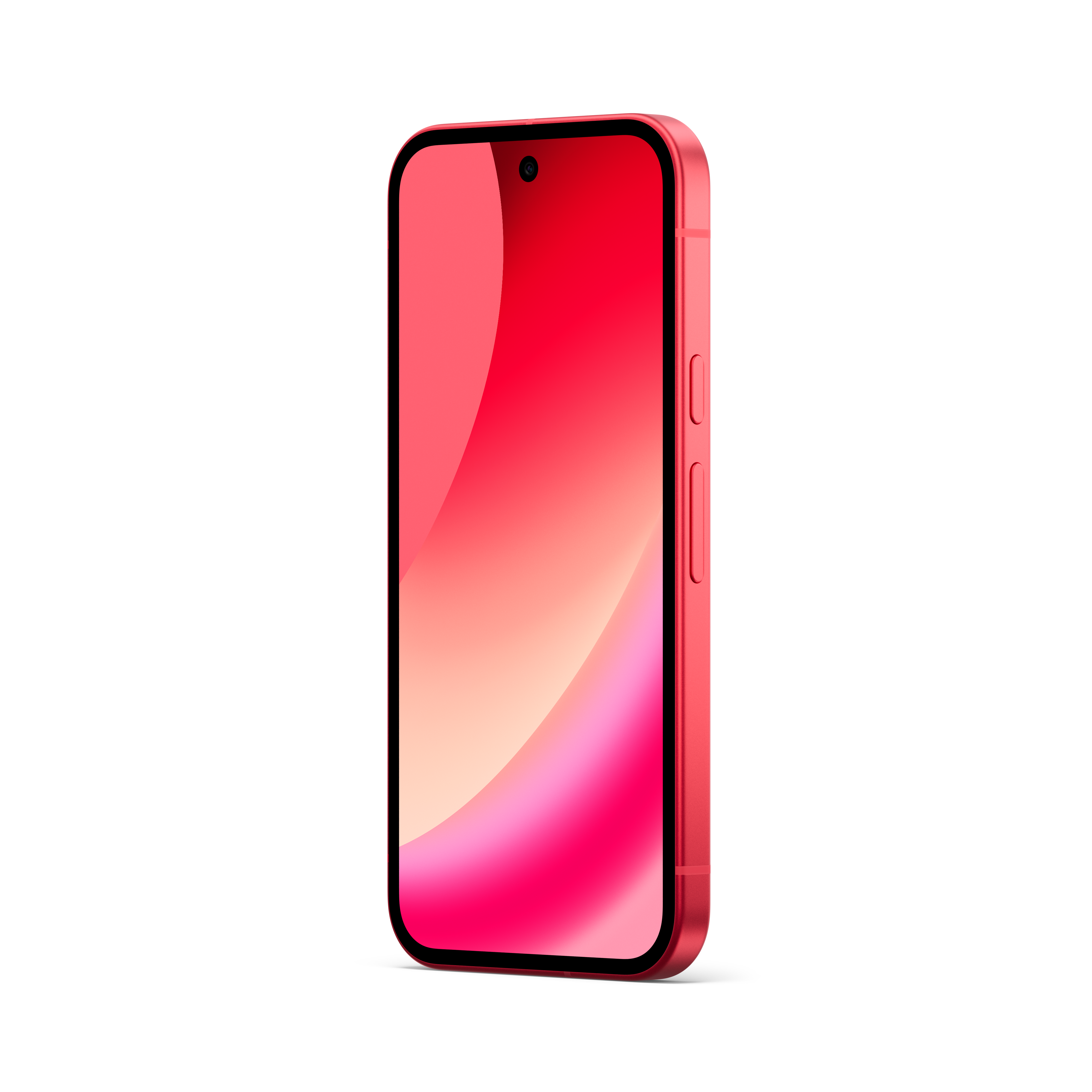 Ein rotes Smartphone mit einem Farbverlauf-Hintergrund auf dem Bildschirm.
