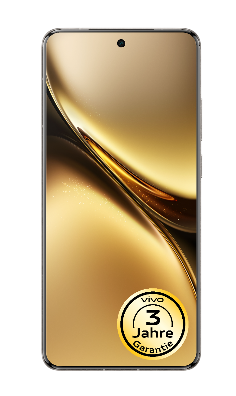 Goldenes Telefon, Vivo-Logo, Aufkleber 3 Jahre Garantie.