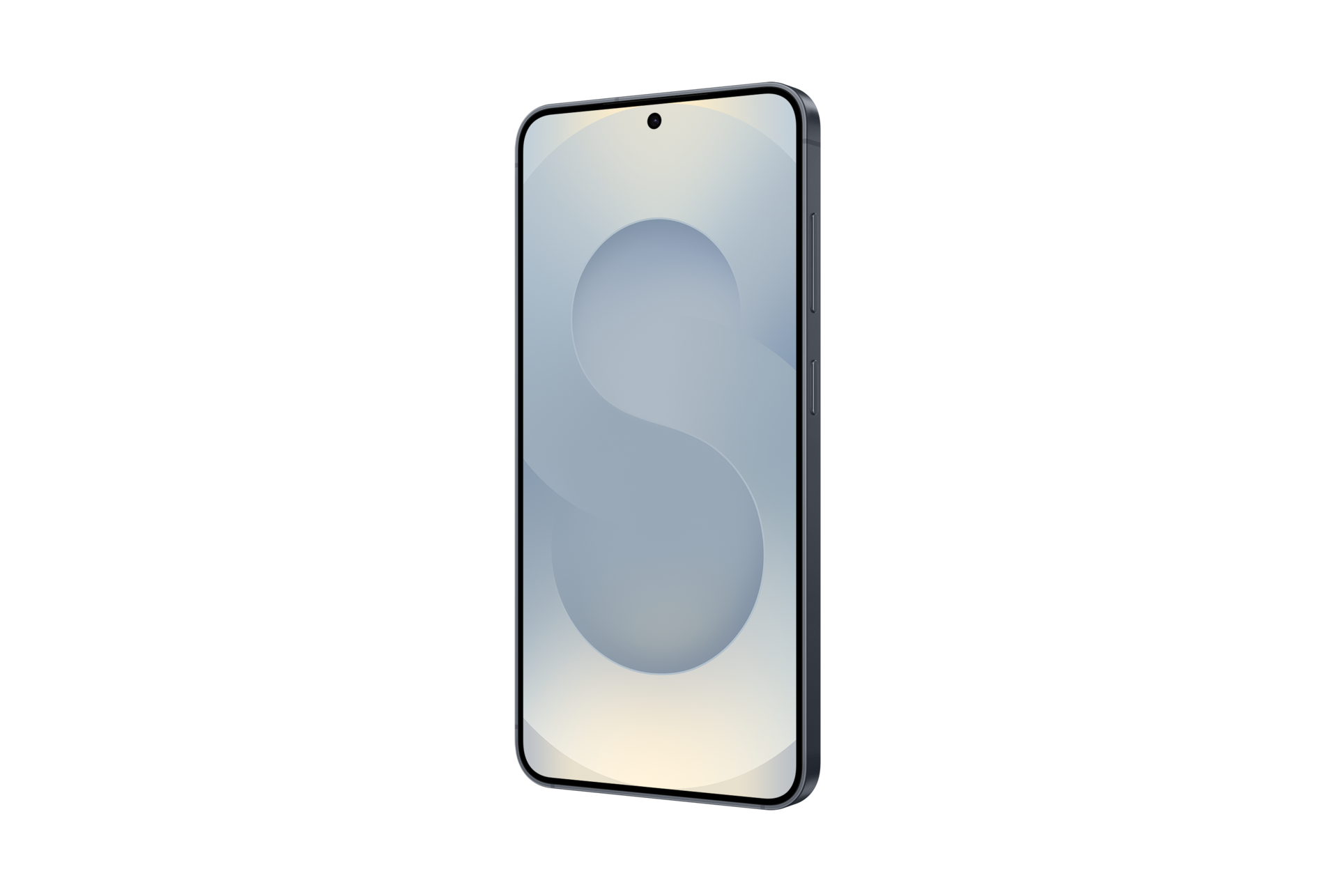 Ein graues Smartphone mit einem abstrakten Hintergrund auf dem Bildschirm.