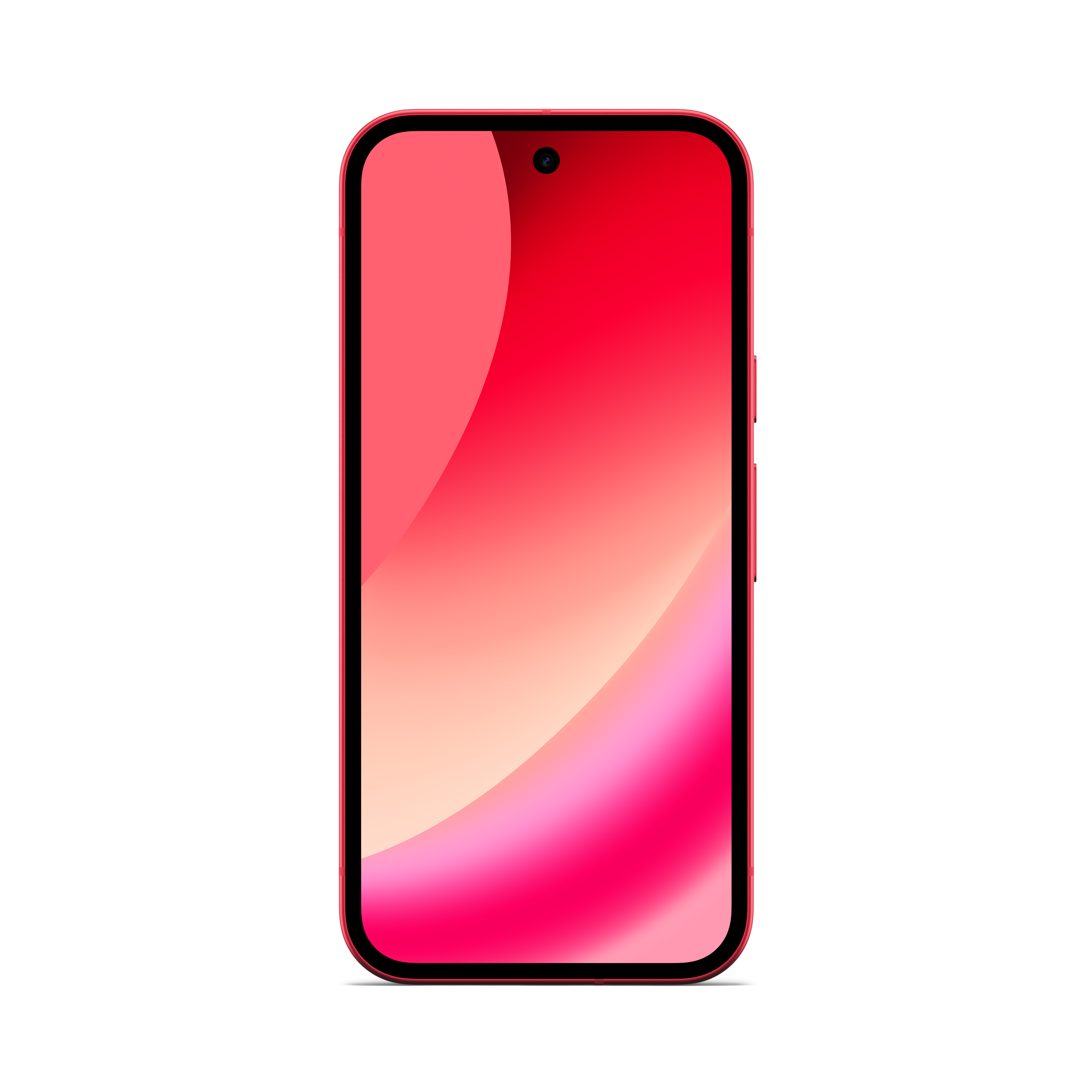 Ein rotes Smartphone mit einem Farbverlauf auf dem Bildschirm.