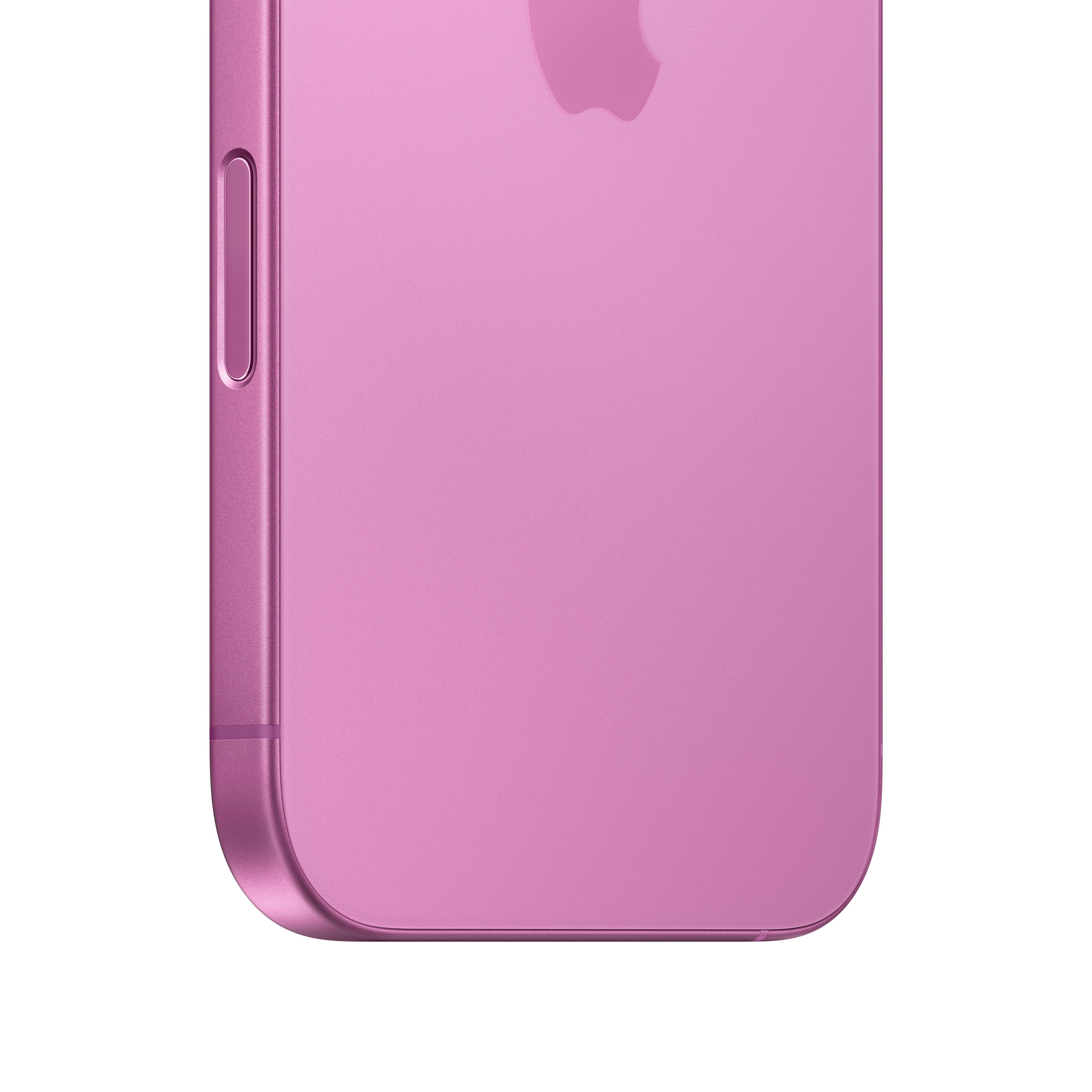 Nahaufnahme der Seite eines pinkfarbenen Telefons. Seite mit Knöpfen und Kamera.