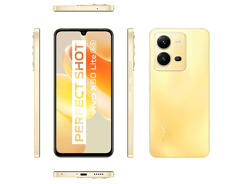 VIVO X80 Lite 5G, Sunrise Gold 256 GB, Gold, Dual SIM