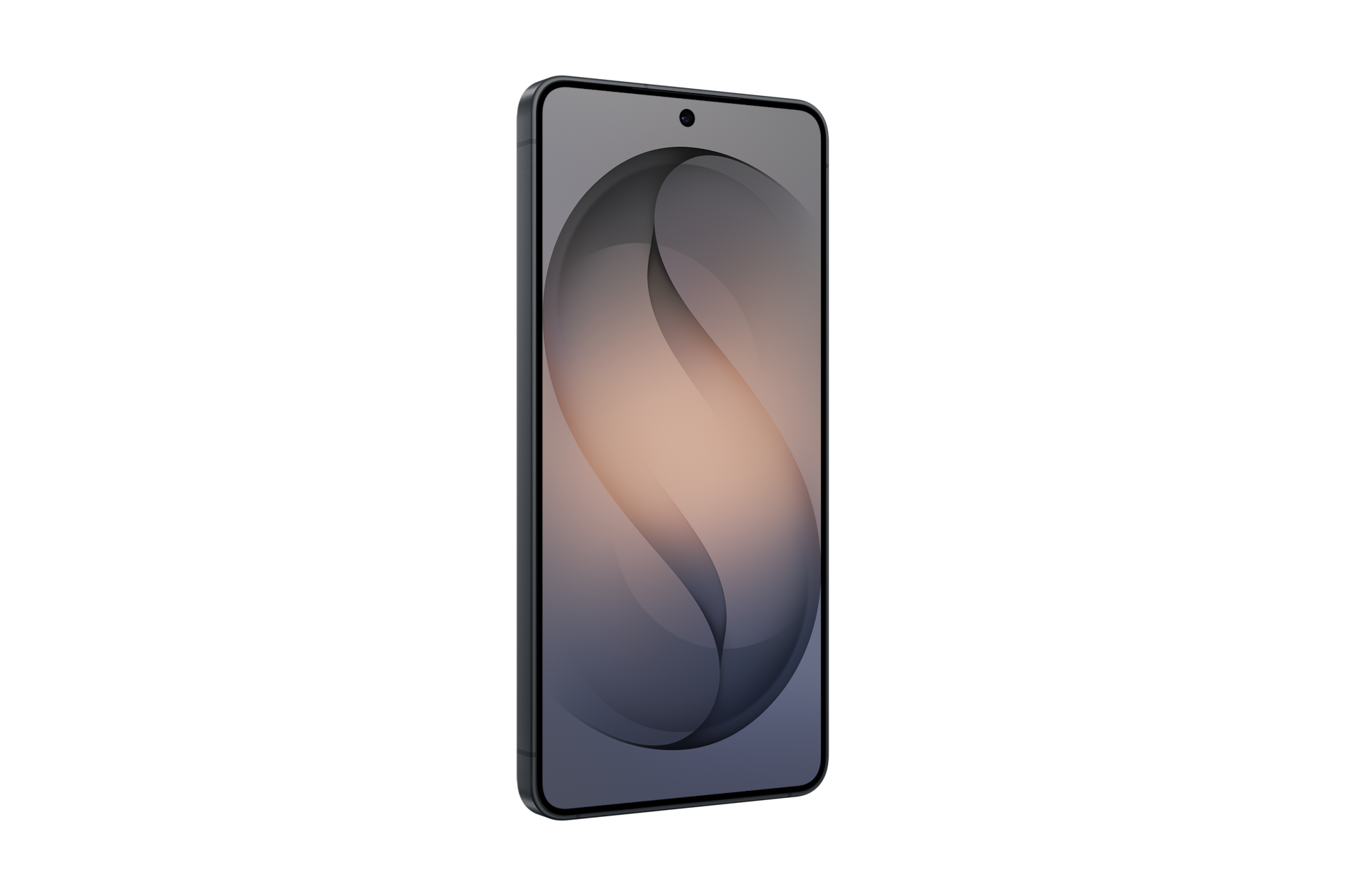 Ein dunkles Smartphone mit einem abstrakten, bunten Hintergrund auf dem Bildschirm.
