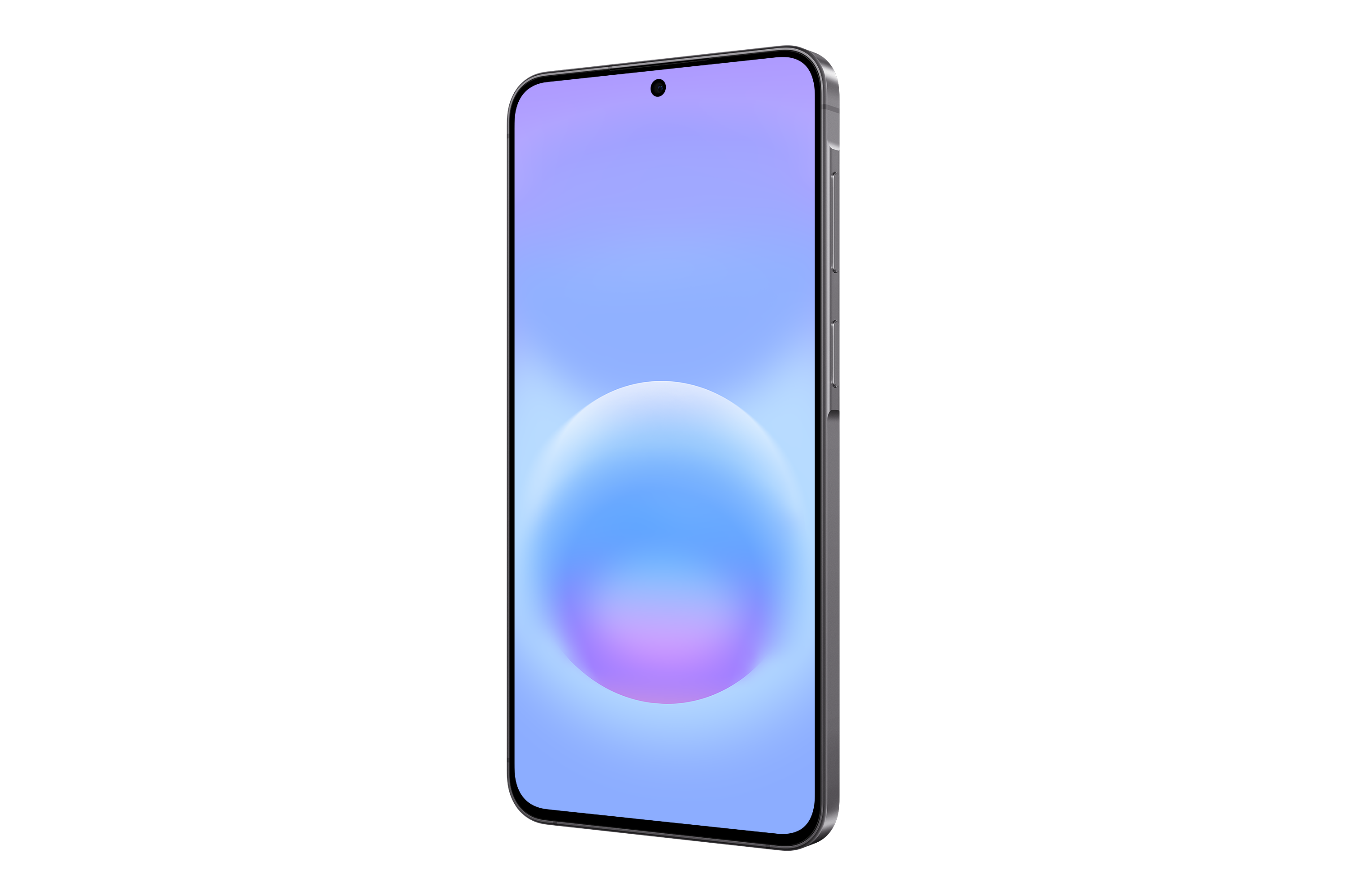 Ein modernes Smartphone mit silbernem Rahmen auf schwarzem Hintergrund.