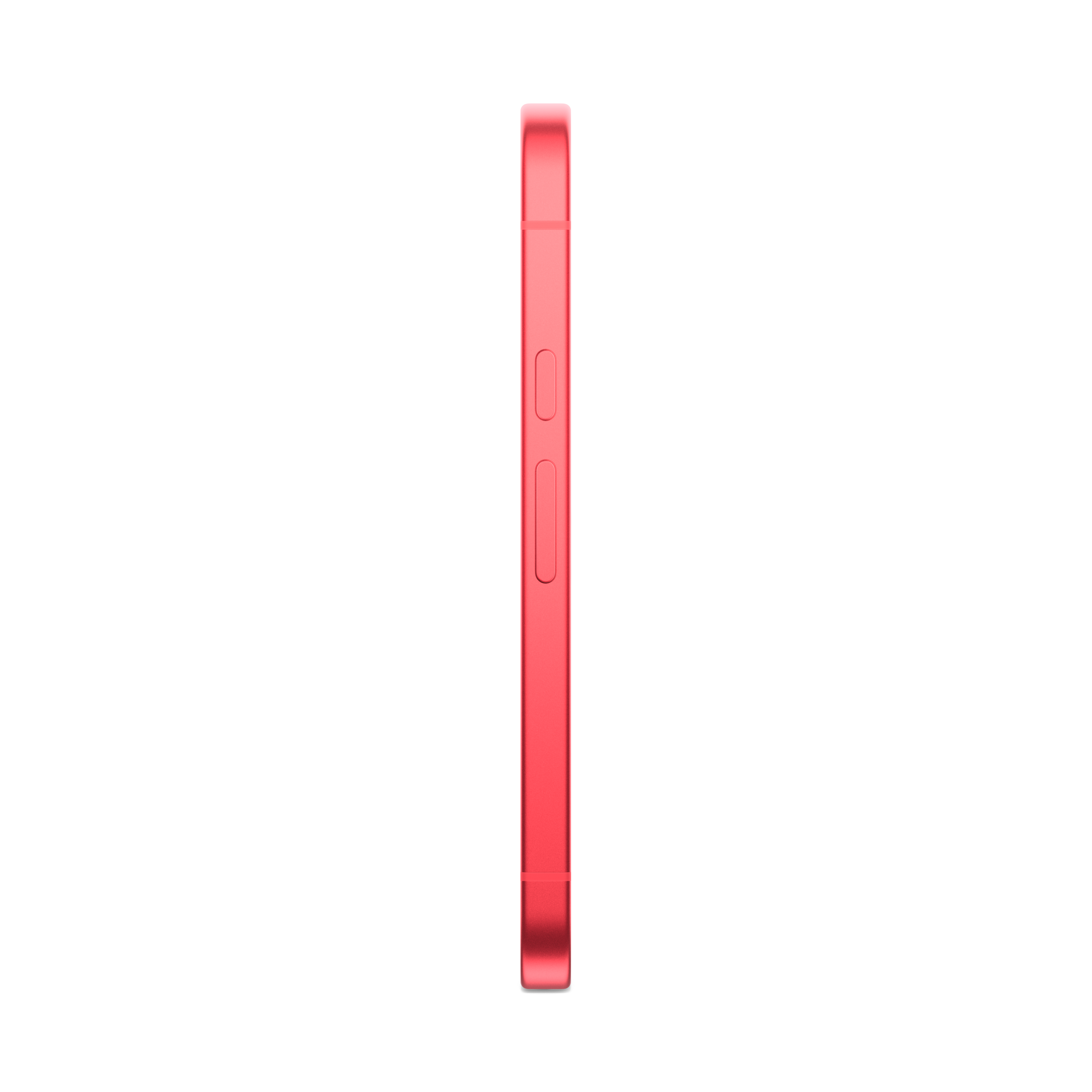 Rotes Smartphone im Profil auf weißem Hintergrund.