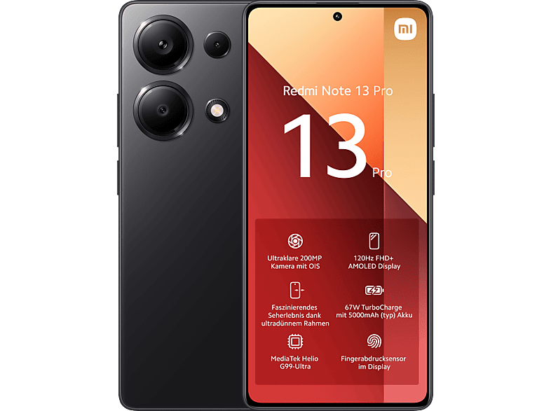 XIAOMI Redmi Note 13 Pro 256GB, Midnight Black 256 GB, Black, Dual SIM
