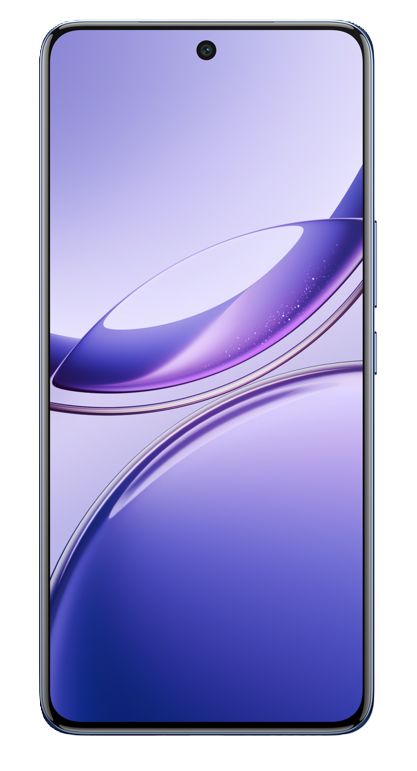 Ein modernes Smartphone mit großem Bildschirm, mit einem lila und blauen Farbverlauf.