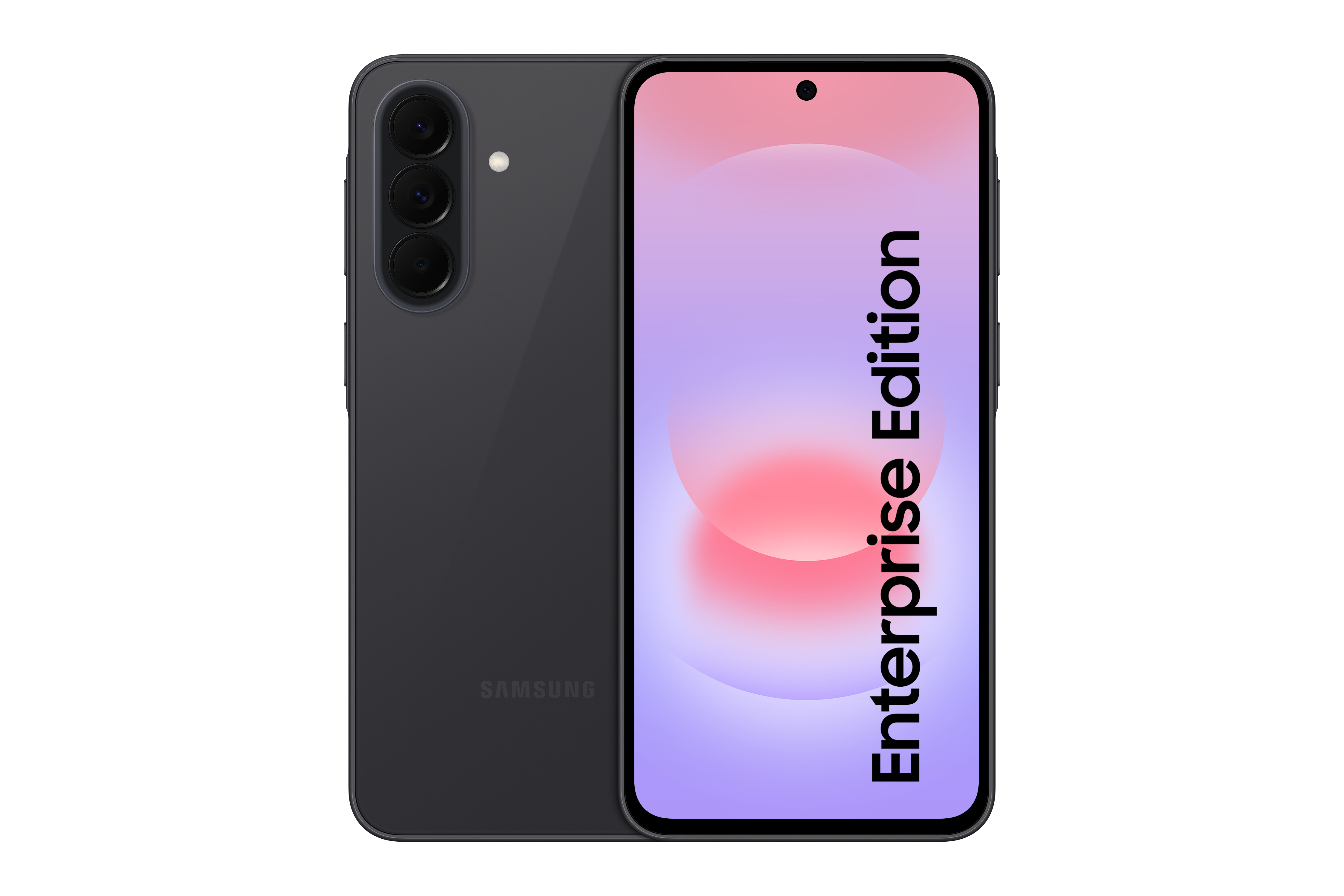 Ein dunkles Samsung Smartphone mit drei Kameras und