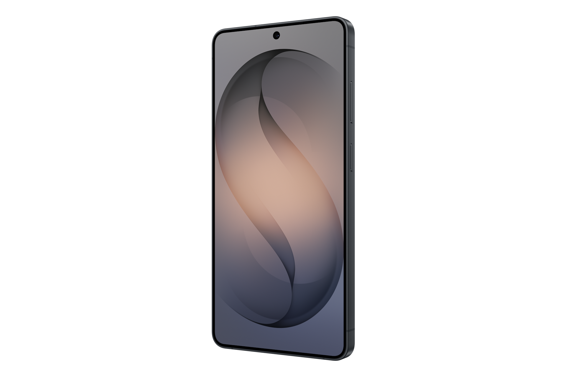 Ein dunkles Smartphone mit einem abstrakten Hintergrund auf dem Bildschirm.