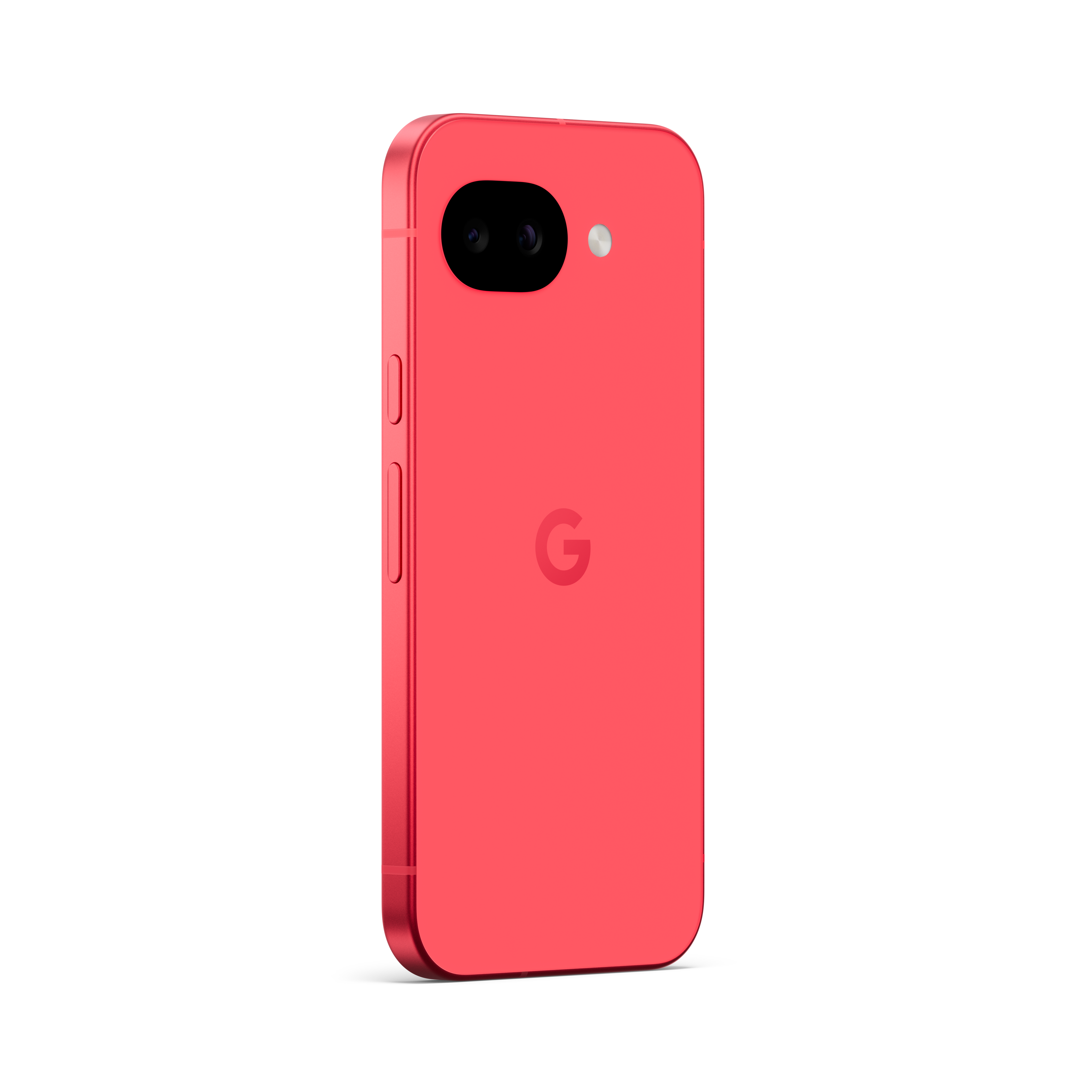 Ein rotes Google Pixel Smartphone mit zwei Kameras auf der Rückseite.