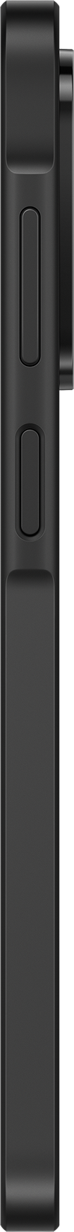 Ein schwarzes, rechteckiges Telefon, Seitenprofil, mit Knöpfen auf der rechten Seite.