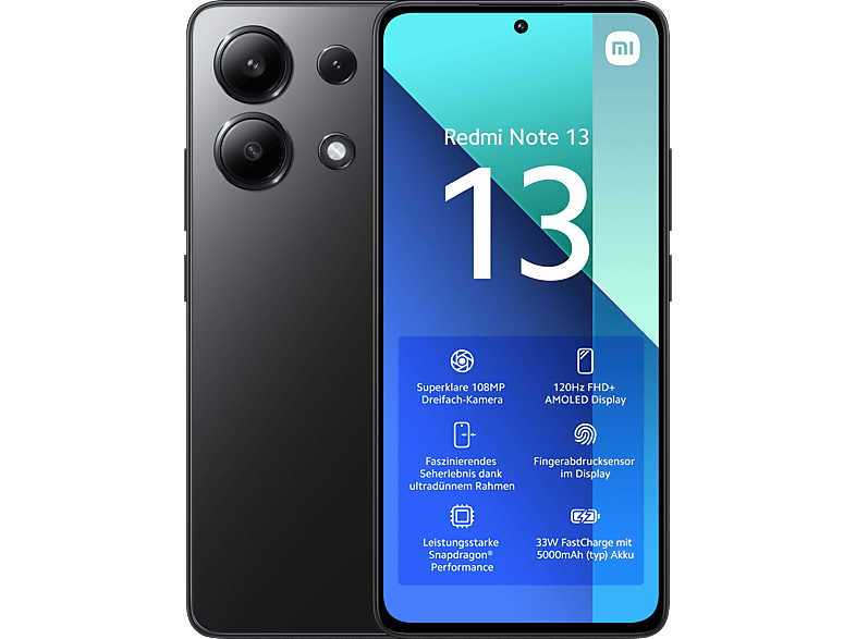 XIAOMI Redmi Note 13, 128 GB, Midnight Black Black, Dual SIM