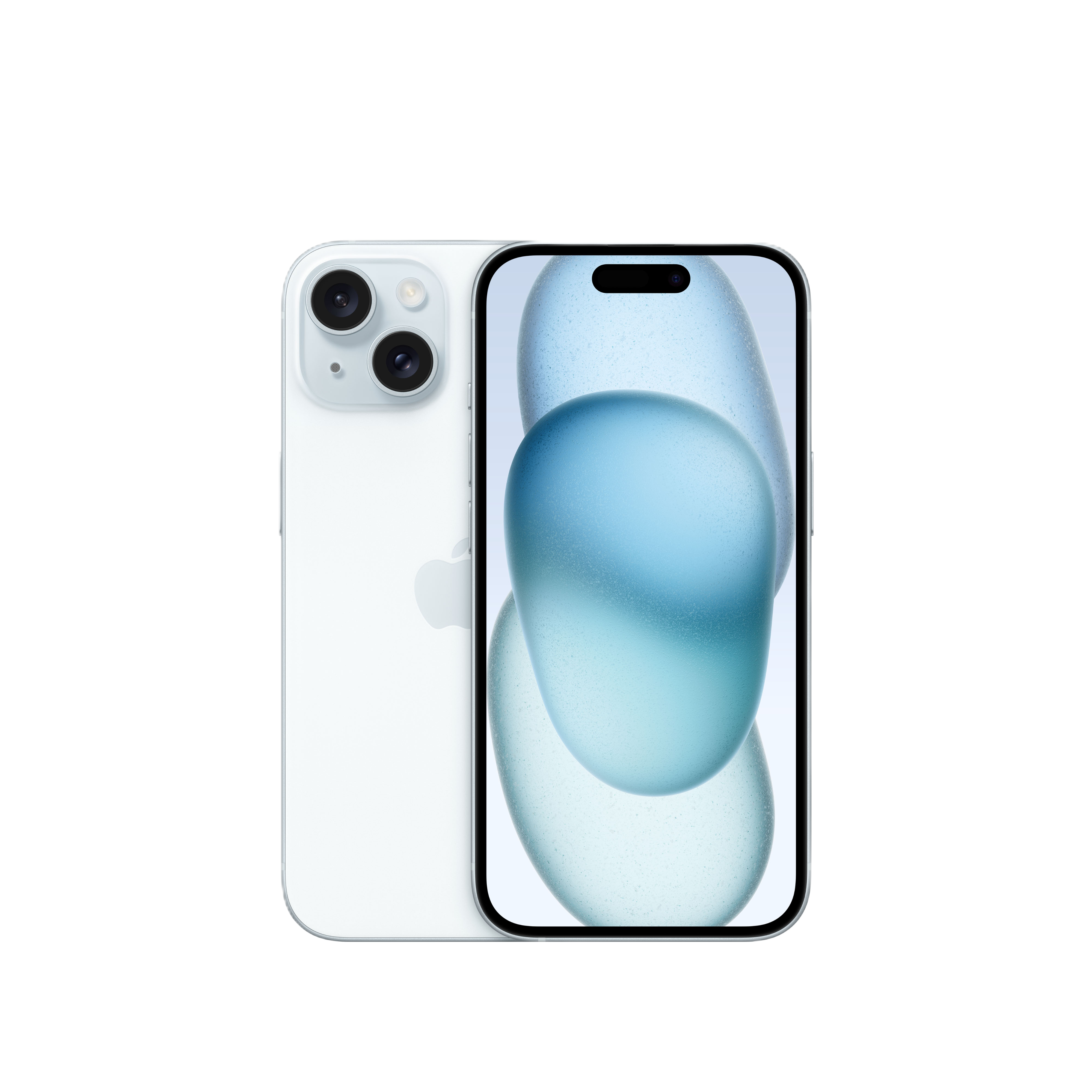 Ein weißes iPhone zeigt ein blau getöntes Bild. Das Telefon befindet sich auf schwarzem Hintergrund.