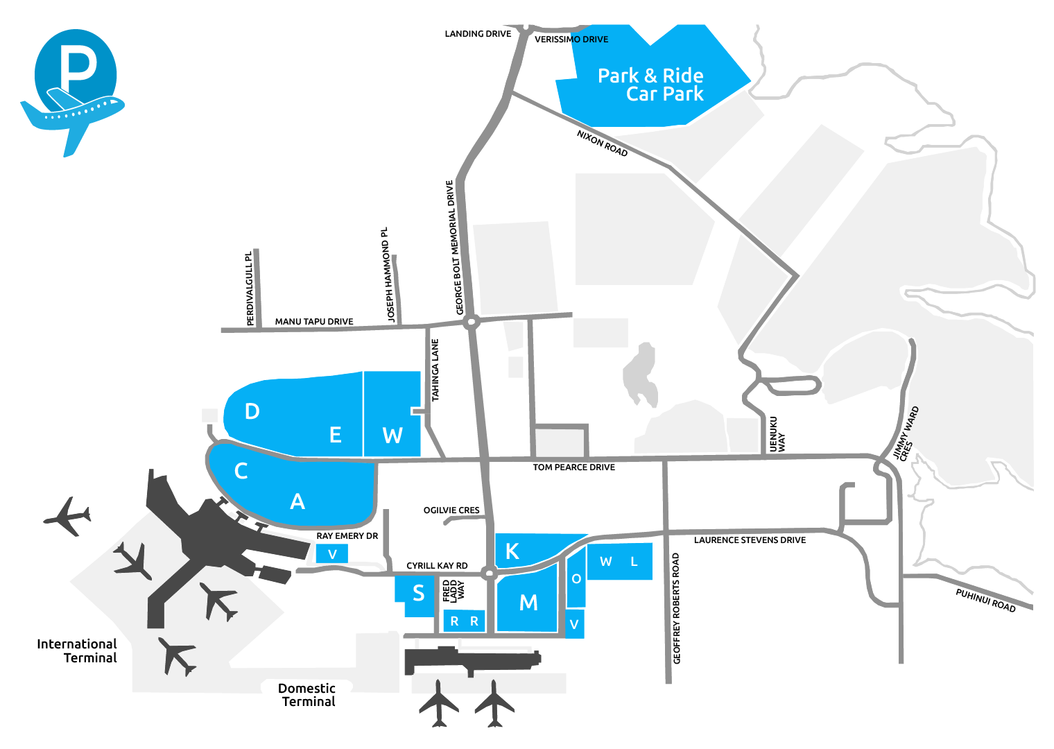 Auckland Airport Parking Map Flyparks