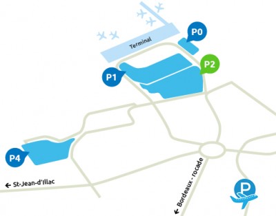 mapa y ubicación parking p2 en burdeos aeropuerto
