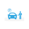 Blauw valet parking icoon