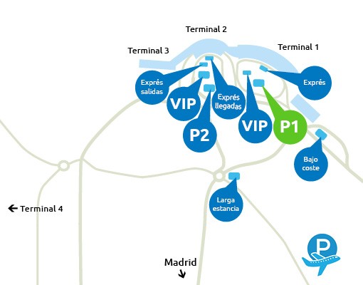 mapa do parking P1 madrid aeroporto