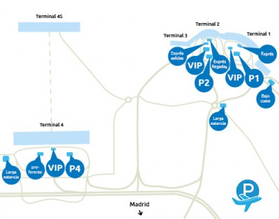 mapa dos estacionamentos no aeroporto madrid barajas 