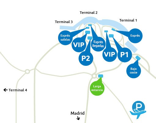 mapa de la ubicación del parking larga estancia en madrid barajas