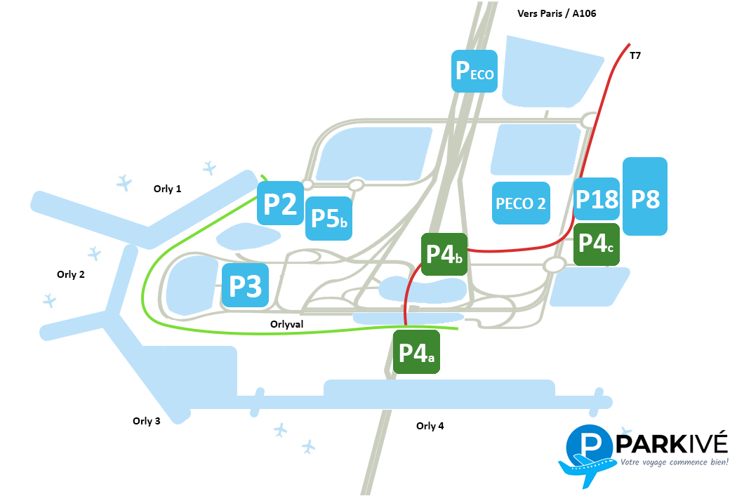 Plan Parkings P4 Orly Aéroport